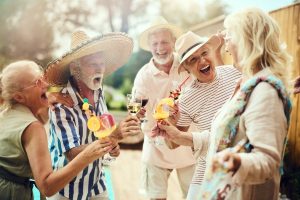 Older Adults Celebrating Summer White Party